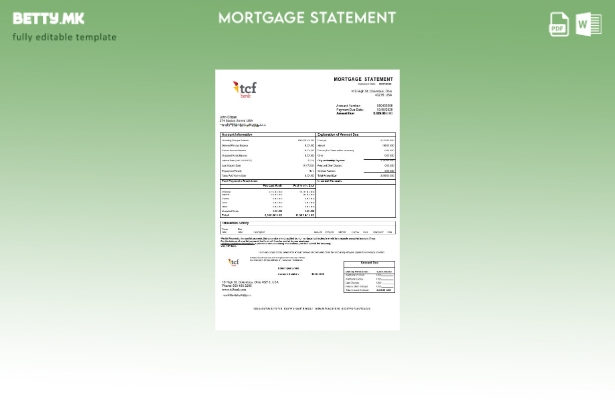 модерен стил Извод за хипотека на банката на САД TCF во шаблон за формати Word и